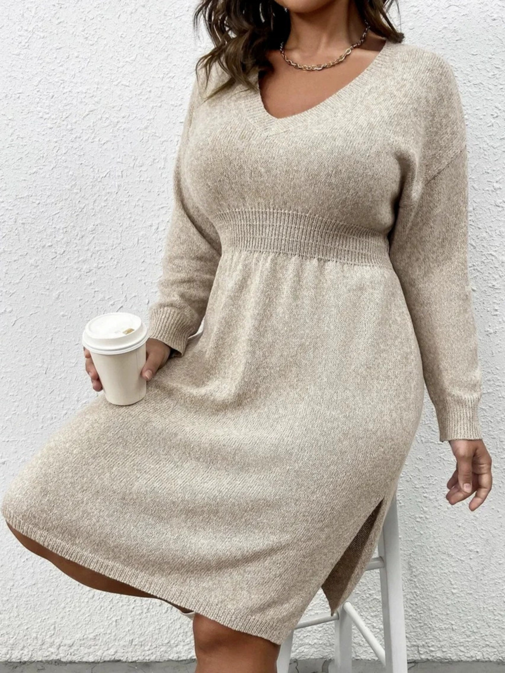 ZARA Womens Premium Long Sweater Dress for Fall Winter Chic Casual Minimalist